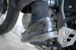 When riding a motorcycle, downshifts should be made with the least possible strain on the engine, so: